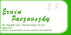 ervin paczovszky business card